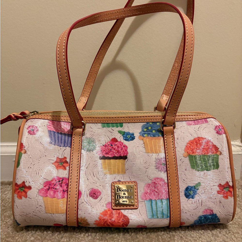 Dooney & Bourke Cupcake Print Satchel - Pink and Tan